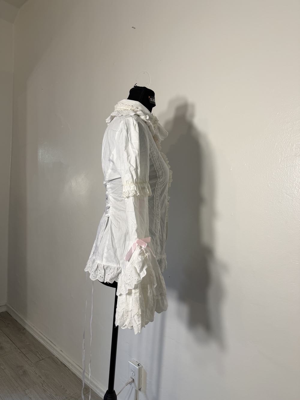 Victorian-Inspired Ruffled White Women's Blouse - Picture 9 of 14